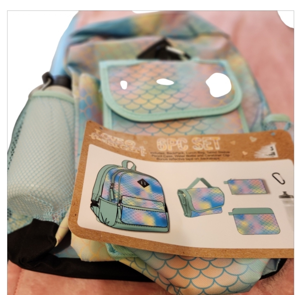 Mermaid Scale Print Design, 6 Piece Bkpack Set ☆ Firm On Price